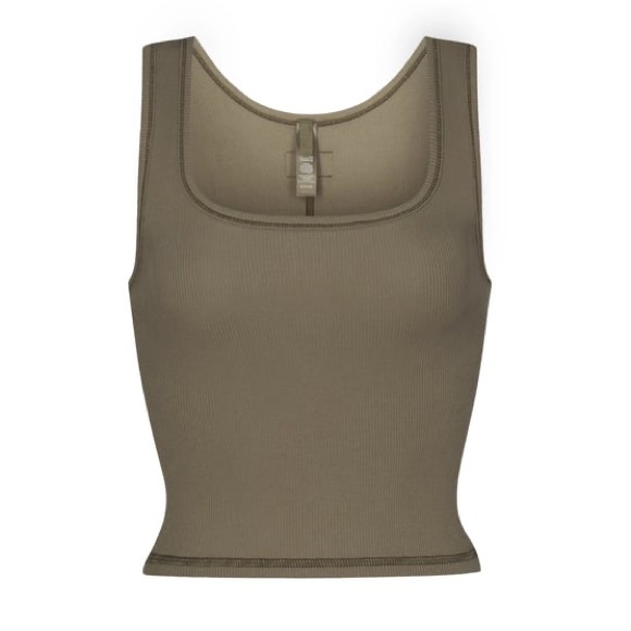 RARE skims army green cotton rib tank top - Picture 4 of 6